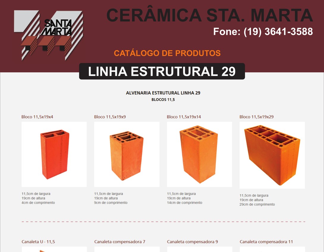 Catálogo de produtos da linha estrutural 29
